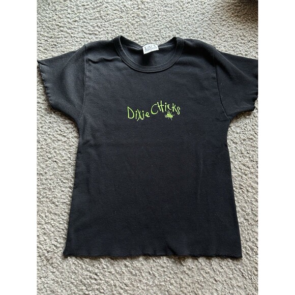 Baby Tops - Vintage 90s Dixie Chicks Black Baby Doll Tee Band T-Shirt crop top country music
